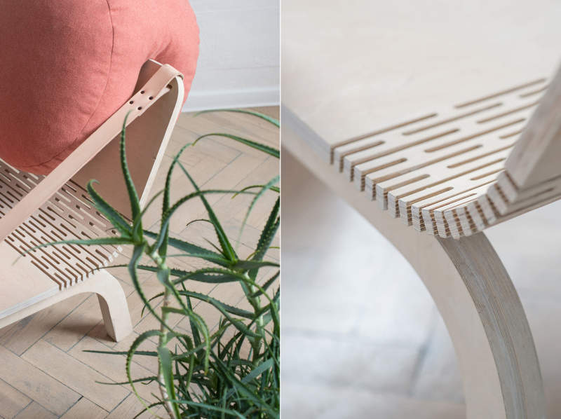 Dango flexible armchair has two removable poufs 