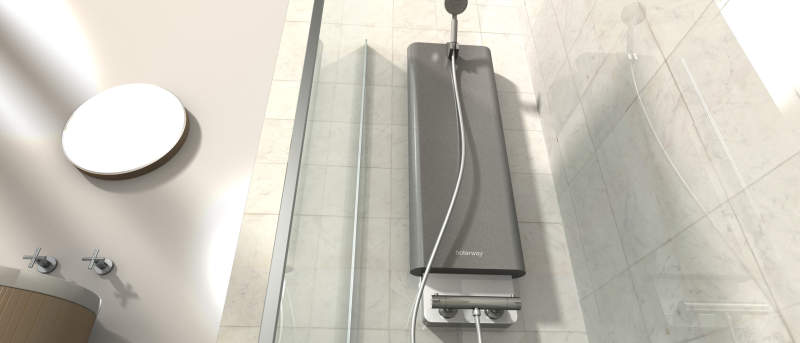 Hoterway thermal battery-powered shower column delivers instant hot water 