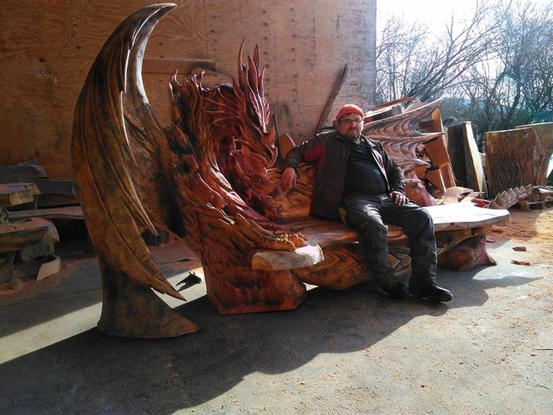 This Incredible Dragon Bench Was Carved Using A Chainsaw