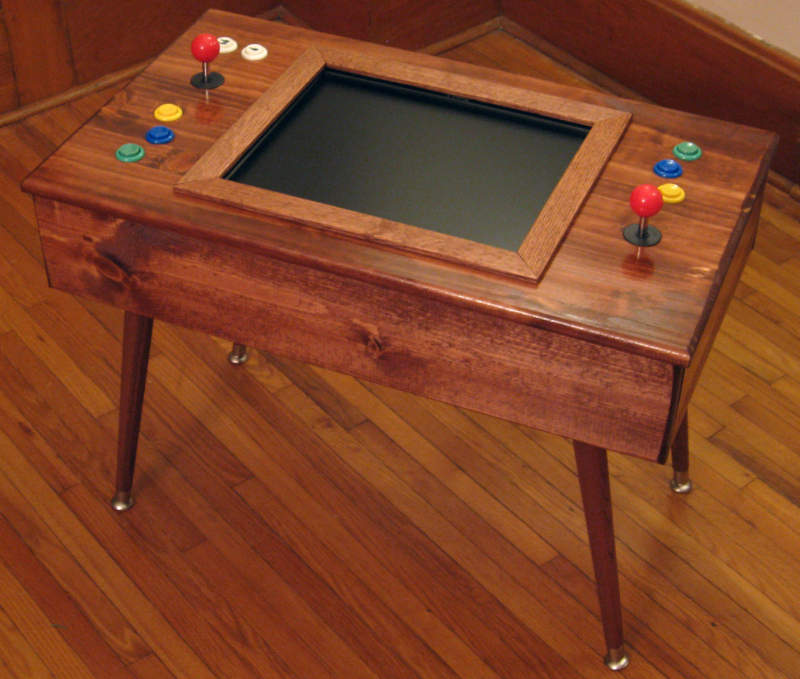 Mid-century modern style arcade cabinet in wood by NoQuarterArcade