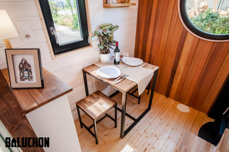 Ostara tiny house by Baluchon features two-leaf glass door 