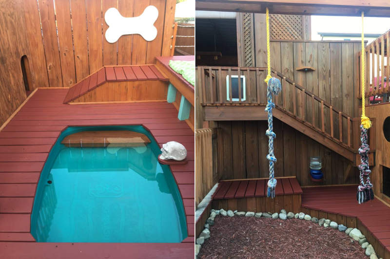 Man builds expansive dog mansion complete with pool and deck 