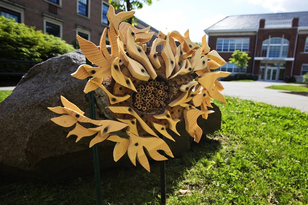 bee hotel sculptures by Denison University