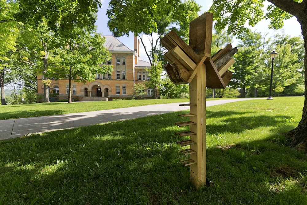 bee hotel sculptures by Denison University