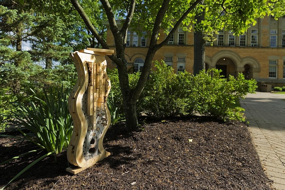 bee hotel sculptures by Denison University