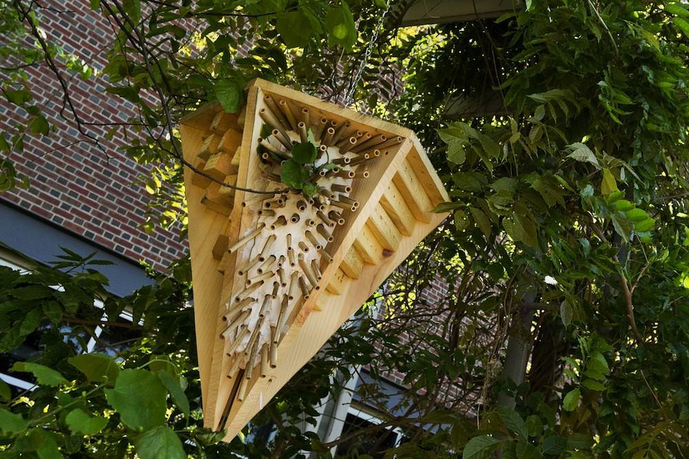 bee hotel sculptures by Denison University