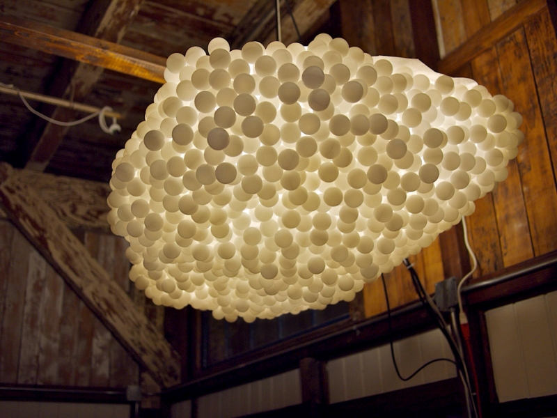 custom cloud lighting installation created for Airbnb 