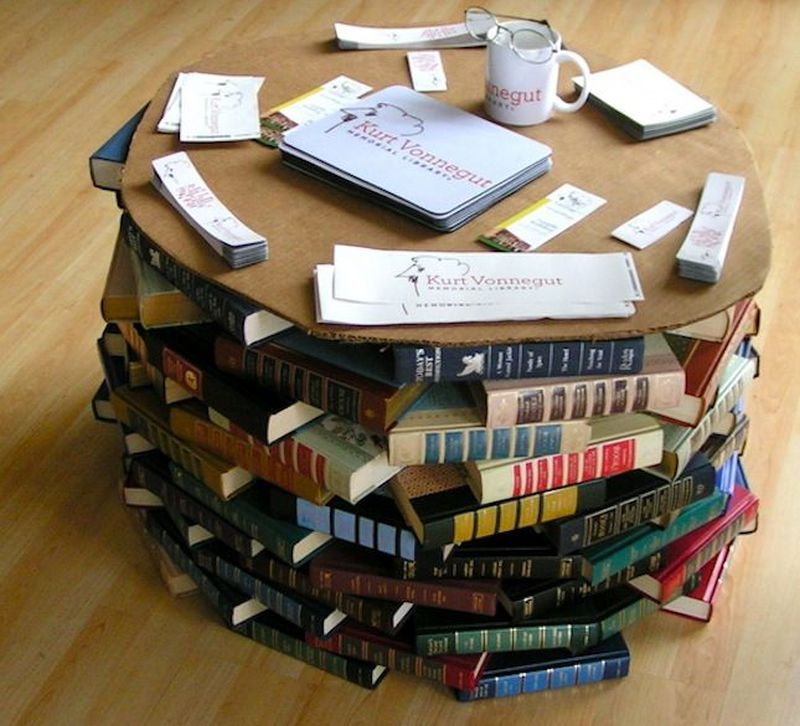 Build a coffee table using old books