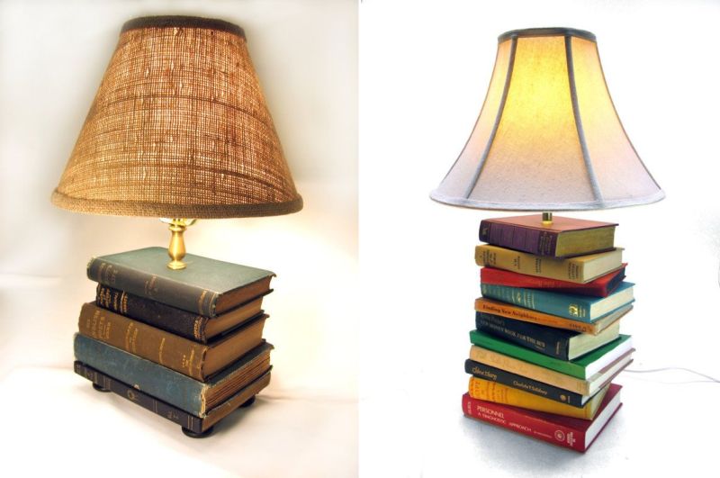 lamp base made from old books