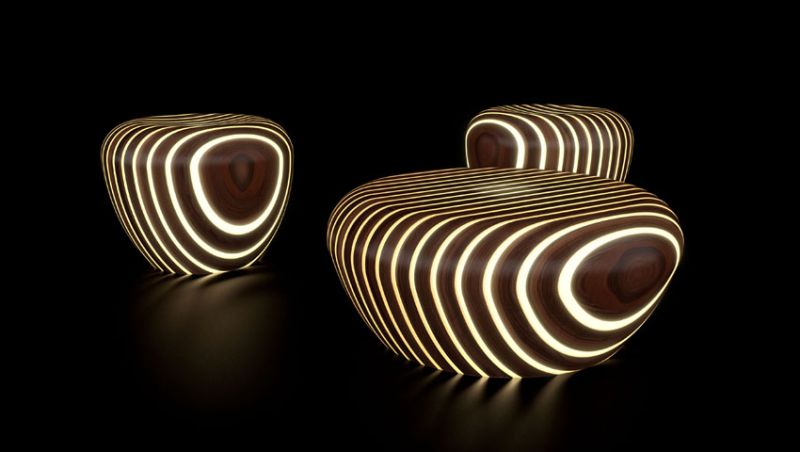 LED Bright Wood coffee tables by Giancarlo Zema