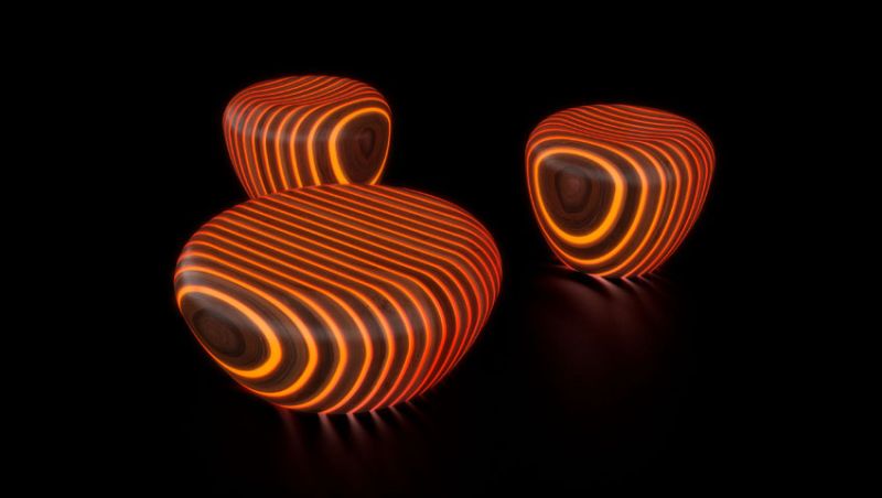 Orange Bright Wood coffee tables by Giancarlo Zema