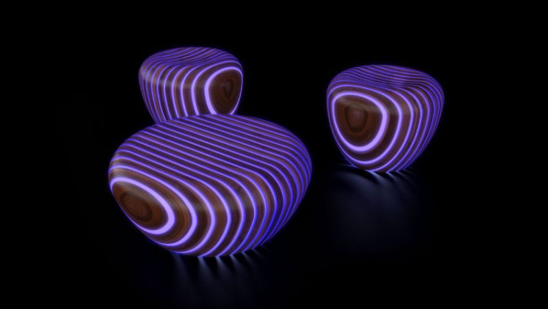 purple Bright Wood coffee tables by Giancarlo Zema