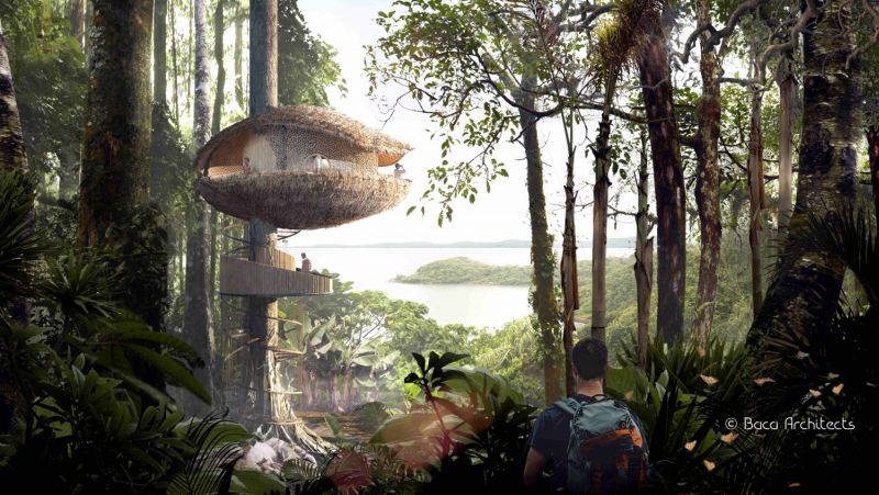 Baca Architects’ cocoa pod-shaped treehouses for an eco-hotel in Panama island