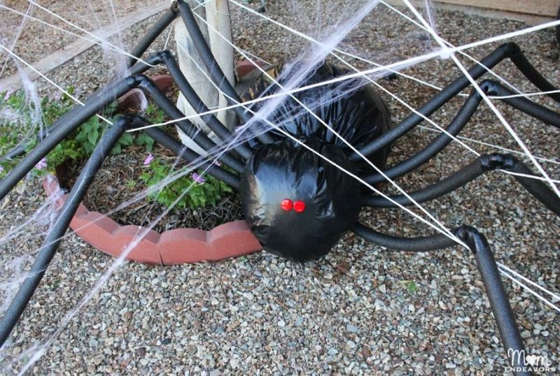 Giant trash bag spider-for-halloween