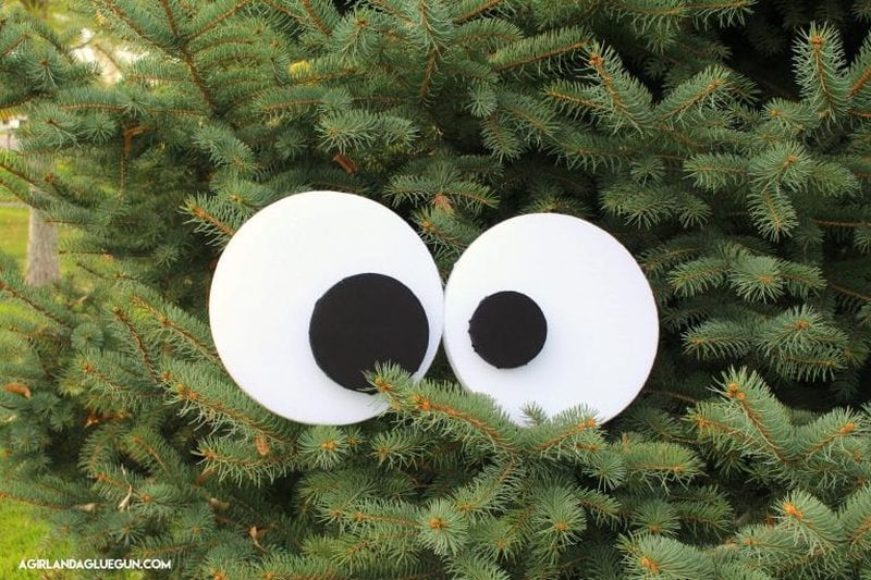 Halloween bush monster and spooky eyes