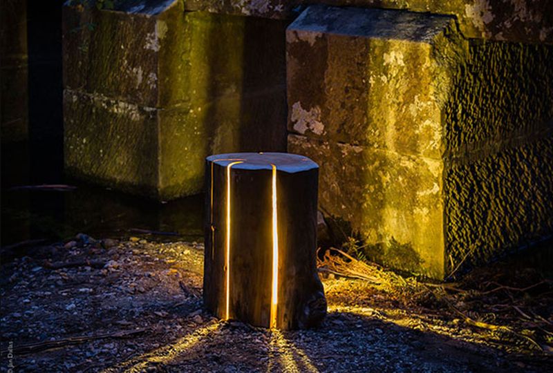 Illuminated Log stools glows in dark