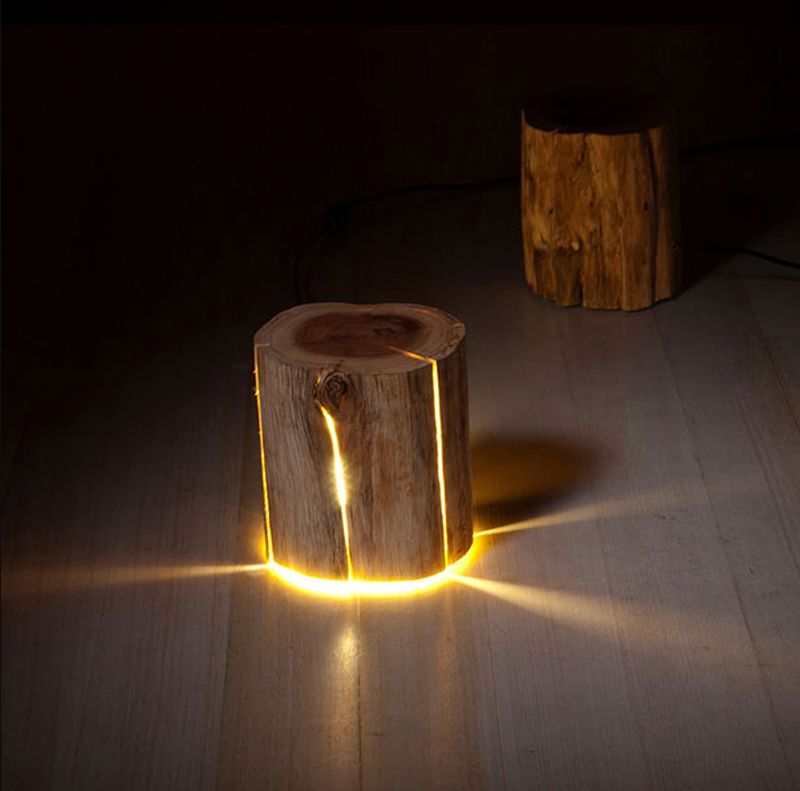 Illuminated Log stools and furniture