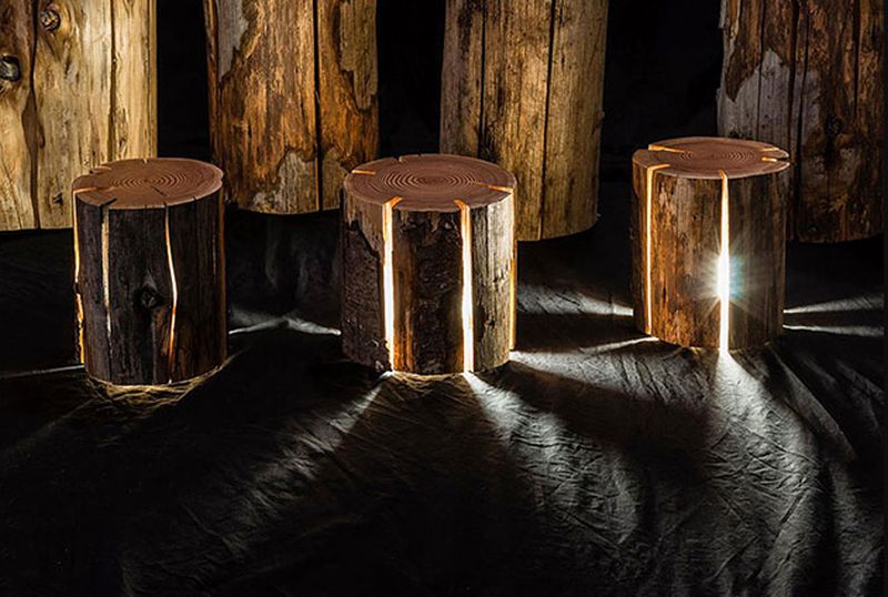 Illuminated tree Log stools