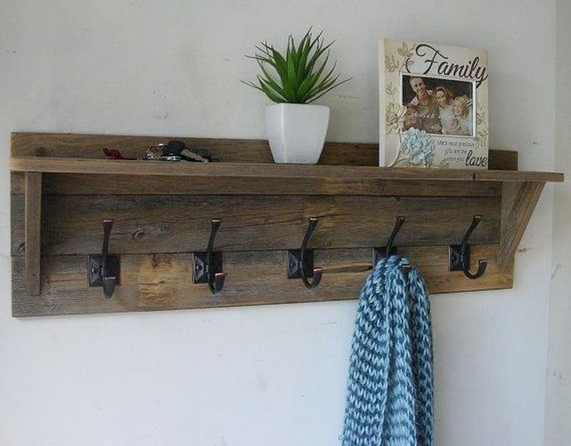 Reclaimed wood coat hooks