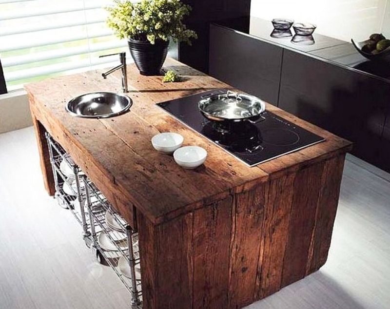 Reclaimed wood kitchen island-1