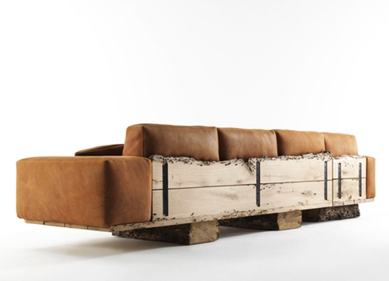 Reclaimed wood sofa for living room