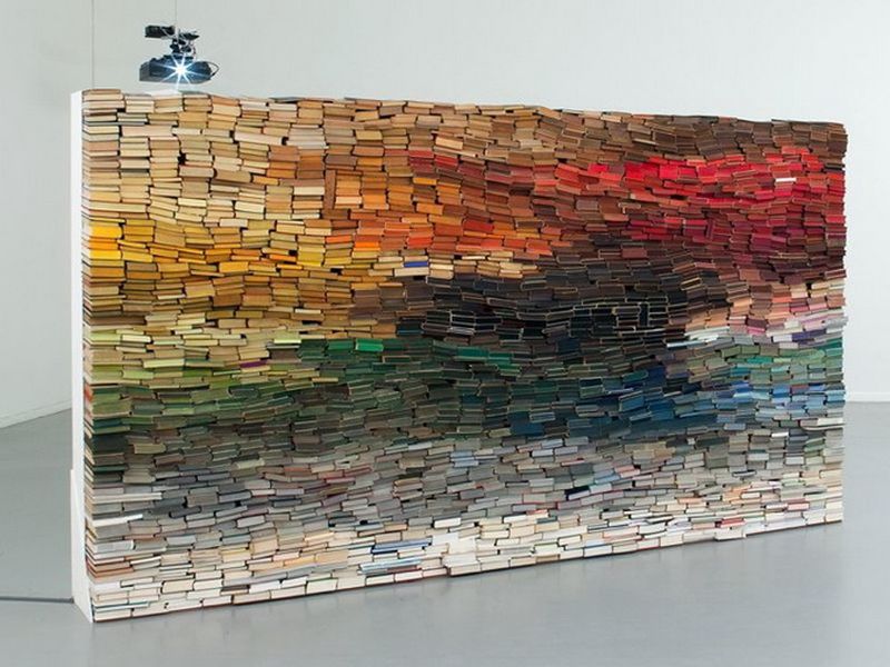 Wall structure made of books