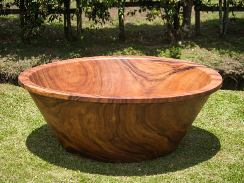 Wood bathtubs by Timber Neutral are carved out of 3 ton tree trunk 