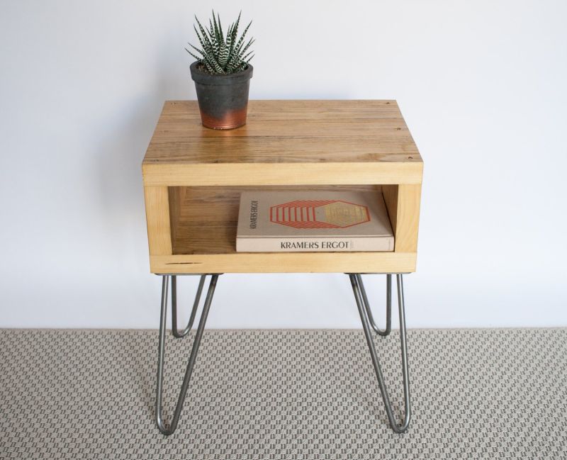 reclaimed wood bedside table