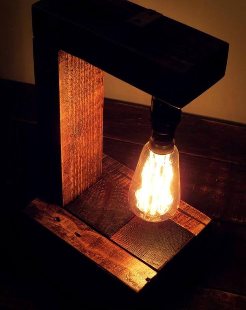 reclaimed wood table lamp