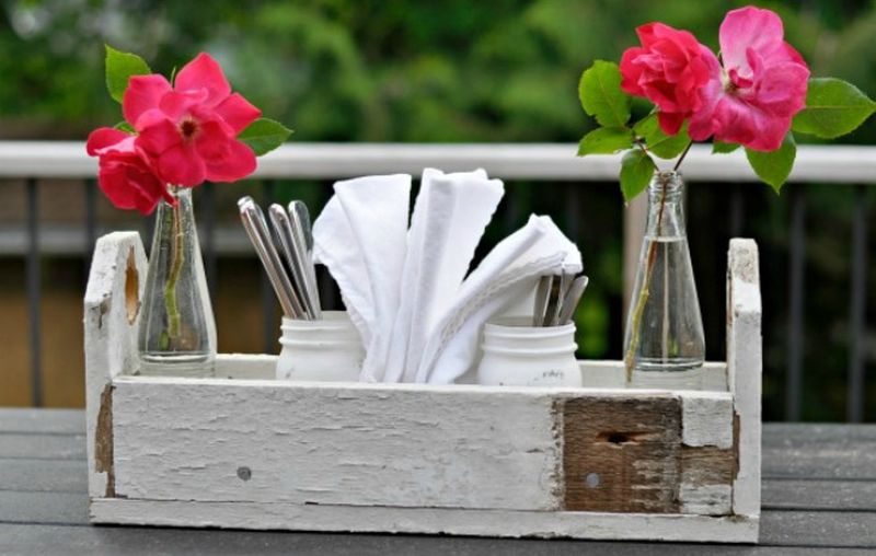 Reclaimed Wood Utensil Holder