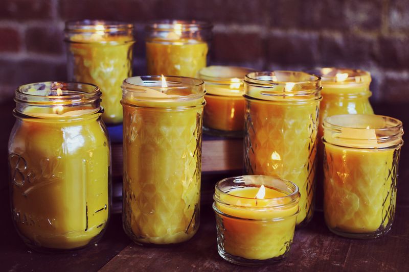 Beeswax candle to purify home interiors