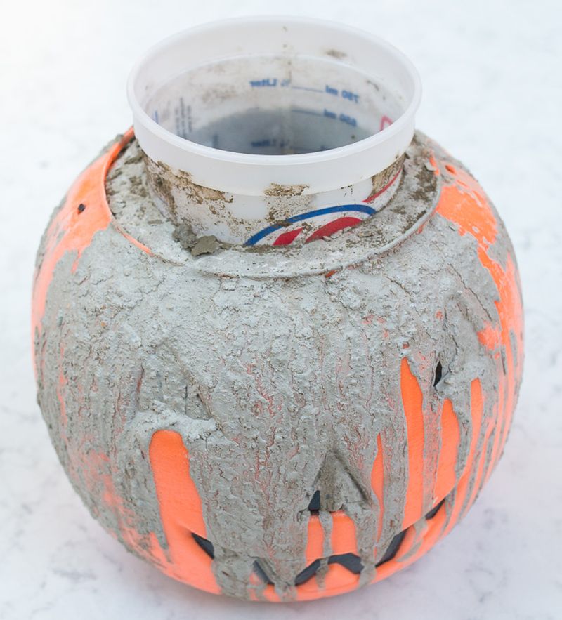 DIY Concrete Pumpkin for a Fun Halloween