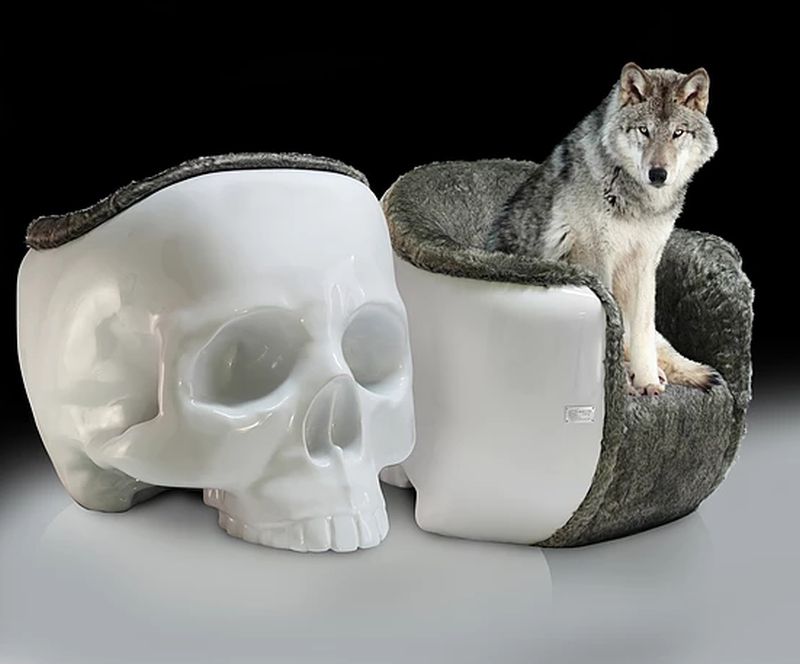 Giant skull armchair by Gregory Besson