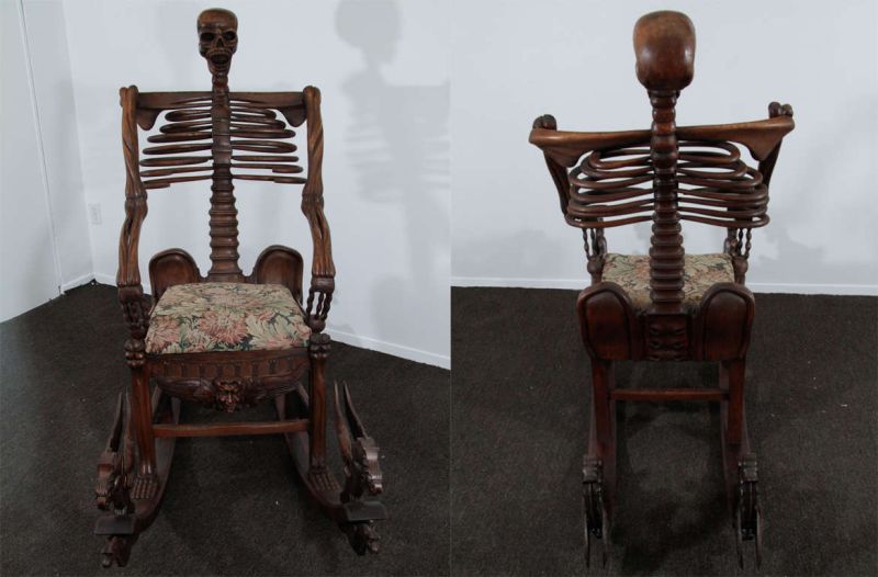 Momento Mori skeleton rocking chair