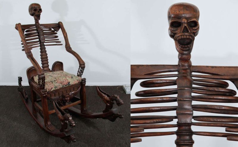 Momento Mori skeleton rocking chair