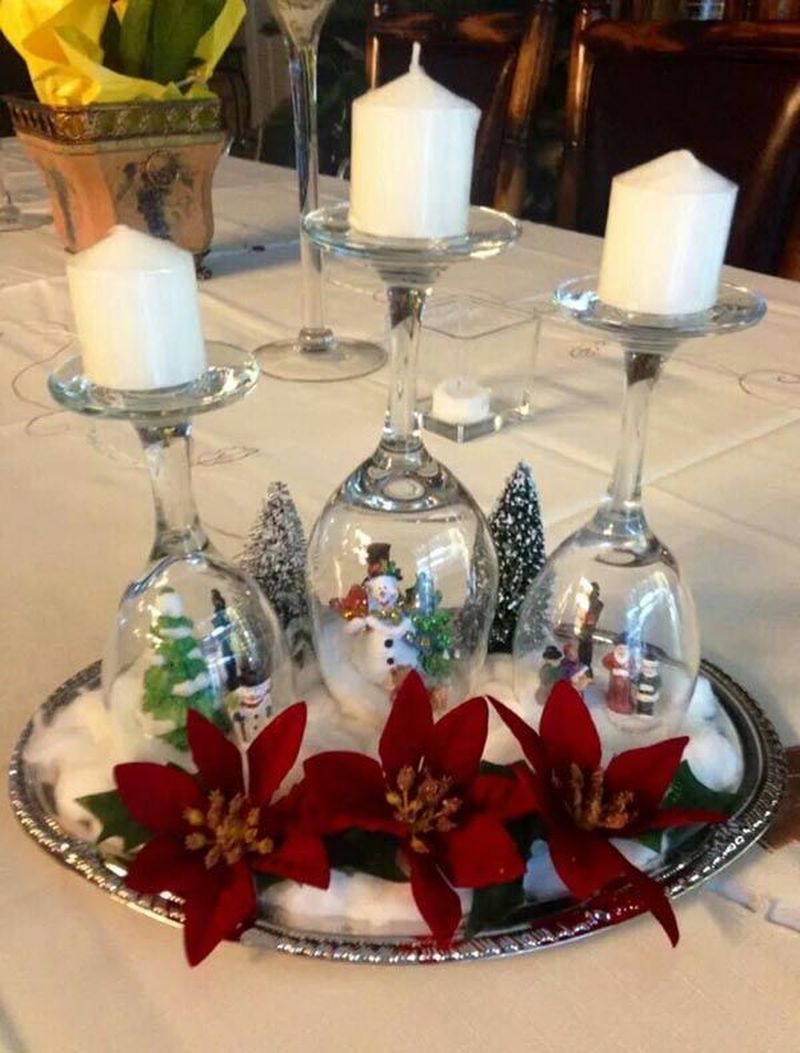 Decorate with jars, bottles and glassware for Christmas