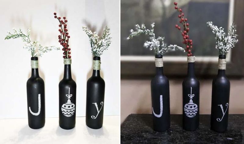 Chalkboard paint wine bottle  