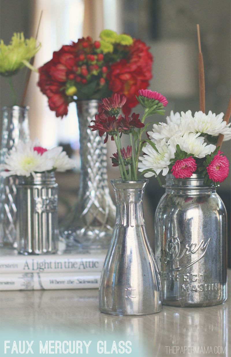 DIY Faux mercury glass vases 