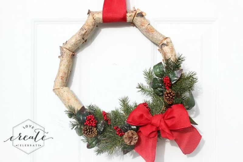 Birch wood Christmas wreath