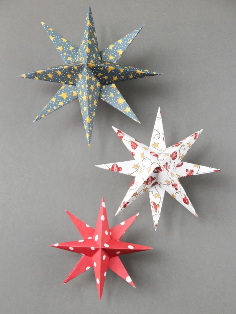 DIY 3D paper star Christmas decorations