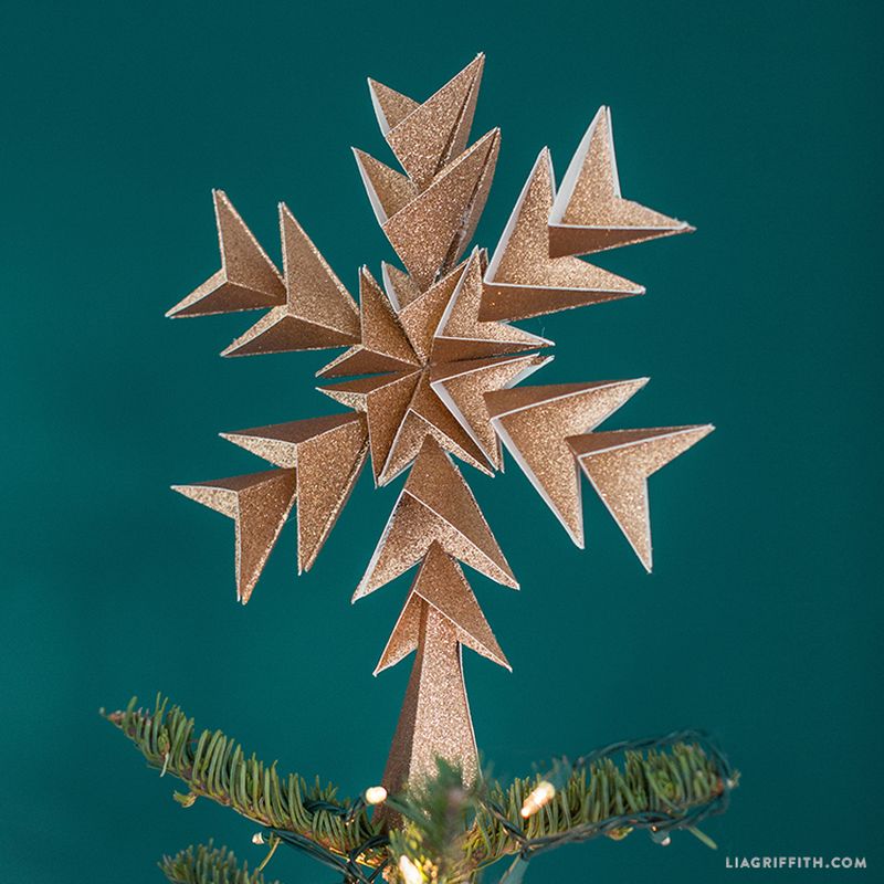 Glitter paper star tree topper