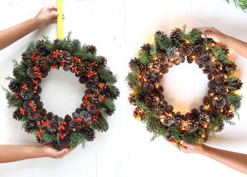 Easy Pinecone Christmas wreath