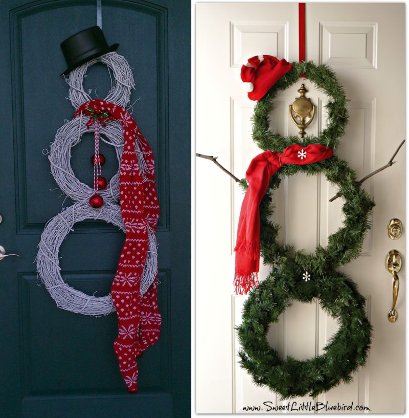 Snowman DIY Christmas wreath for front door 