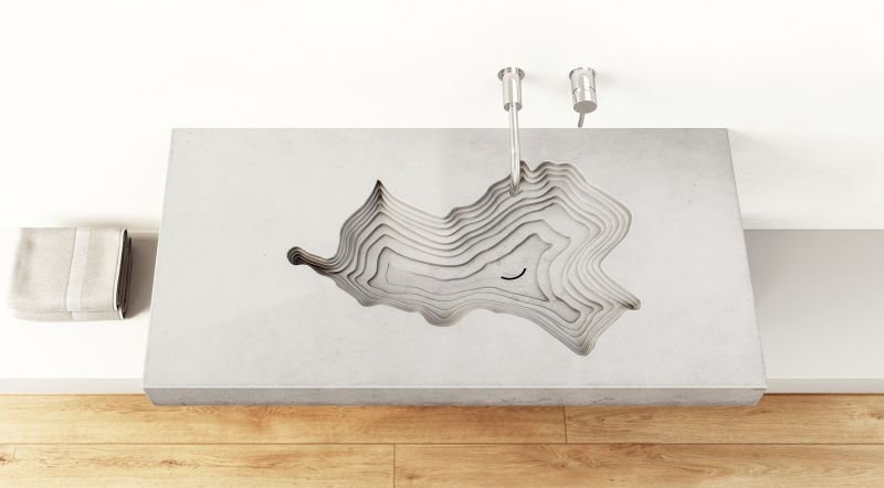 Tomáš Vacekhas’ wall-mounted concrete bathroom sink for Gravelli 