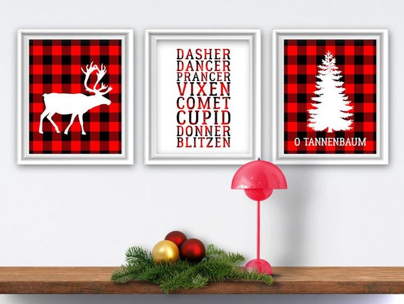 plaid Wall decals and artwork for Christmas decor