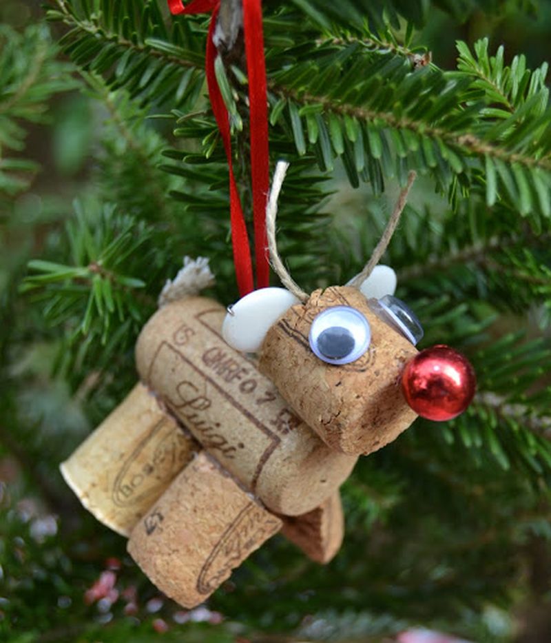 Wine Cork Reindeer Christmas Ornament-3