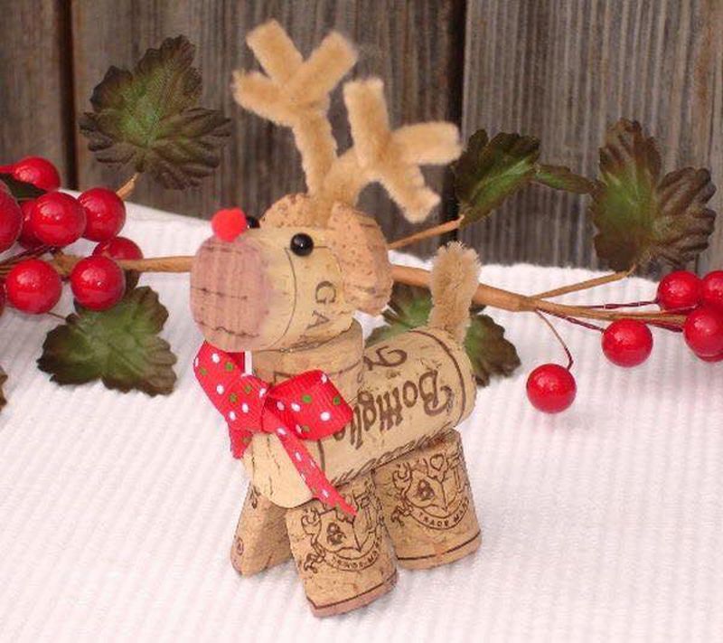 Wine cork reindeer