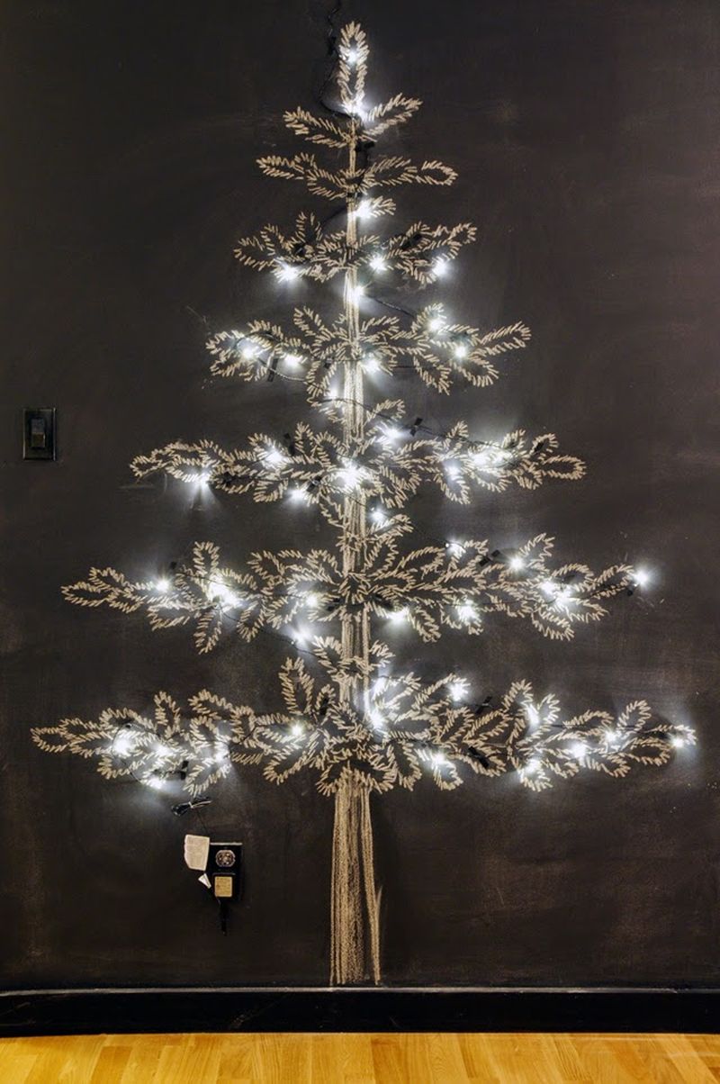 Chalkboard Christmas Tree with lights 