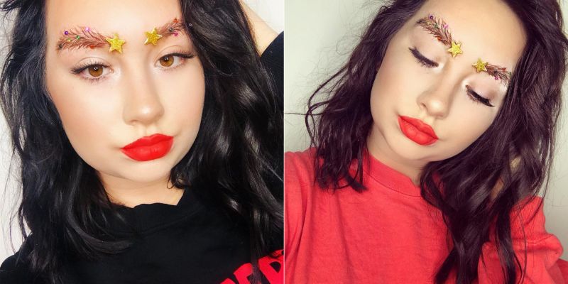 Christmas tree eyebrows beauty trend