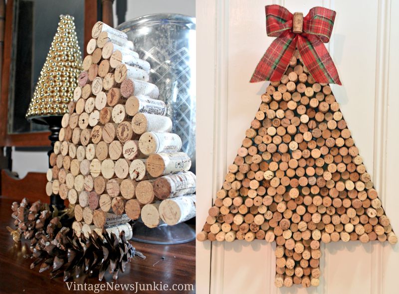 wine cork into tabletop Christmas tree 